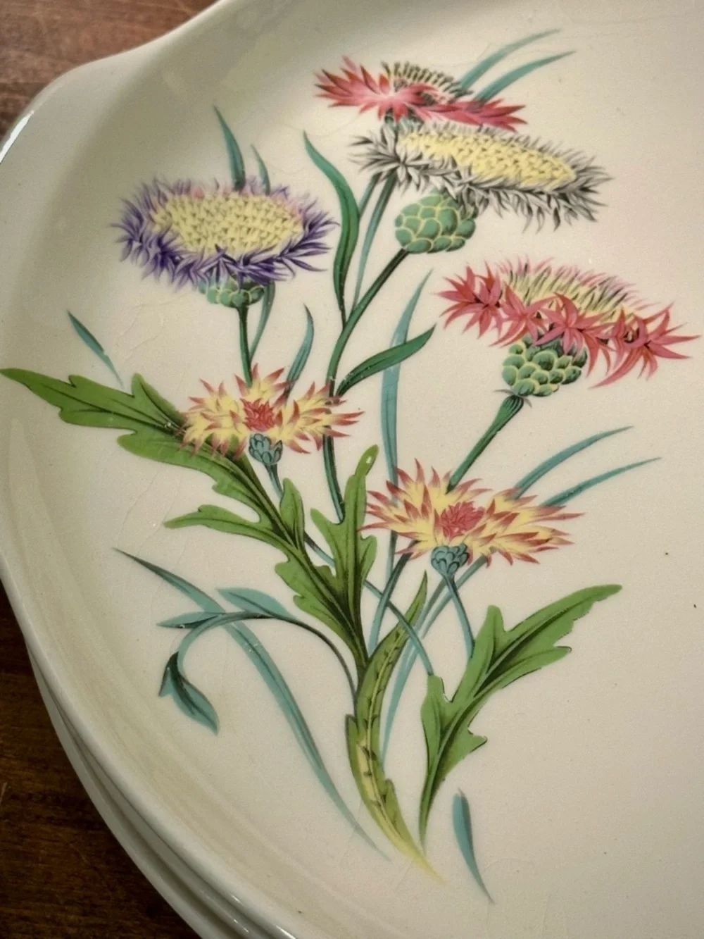 Vintage Universal Ballerina Floral Serving Platter Handles Oven Proof USA